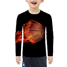 Kids Boys' T shirt Blouse Long Sleeve 3D Print Children Christmas Tops Active Basic Black