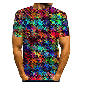 Men's T shirt Graphic Short Sleeve Daily Tops Basic Elegant Rainbow
