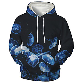 Men's Hoodie Graphic Animal Hooded Daily Going out 3D Print Casual Hoodies Sweatshirts  Black