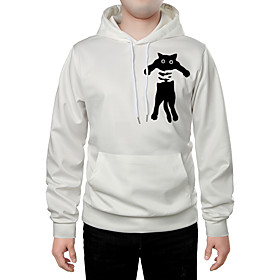 Men's Hoodie Graphic Animal Hooded Daily Going out 3D Print Casual Hoodies Sweatshirts  White