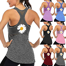 Women's Tank Top Patchwork Fashion Navy Black Purple Burgundy Blue Mesh Cotton Yoga Fitness Gym Workout Top Sport Activewear Breathable Quick Dry Comfortable S