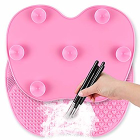 silicon makeup brush cleaning mat makeup brush cleaner pad cosmetic brush cleaning mat portable washing tool scrubber with suction cup