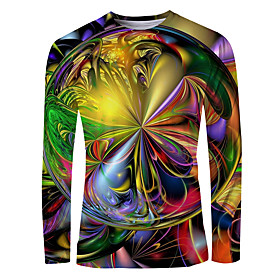 Men's T shirt Shirt Rainbow Graphic Print Long Sleeve Daily Tops Basic Elegant Round Neck Rainbow
