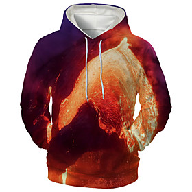 Men's Hoodie Graphic Hooded Daily Going out 3D Print Casual Hoodies Sweatshirts  Red