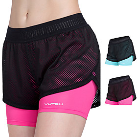 Women's Running Shorts Sports  Outdoor Shorts Bottoms 2 in 1 Liner Mesh Spandex Fitness Gym Workout Trail Training Breathable Quick Dry Sport Fuchsia Sky Blue