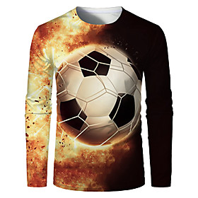 Men's T shirt Graphic Flame Plus Size Print Long Sleeve Daily Tops Basic Yellow