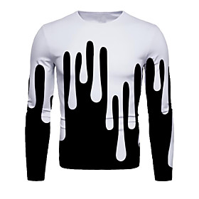 Men's T shirt Graphic Print Long Sleeve Daily Tops Basic Elegant White