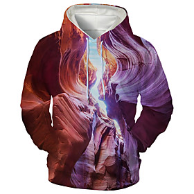 Men's Hoodie Graphic Scenery Hooded Daily Going out 3D Print Casual Hoodies Sweatshirts  Brown