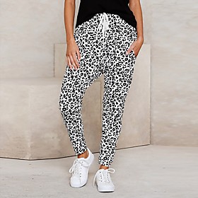 Women's Basic Quick Dry Daily Capri shorts Pants Leopard Ankle-Length White Khaki Dark Gray