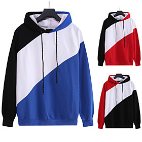 Men's Pullover Hoodie Sweatshirt Color Block Hooded Daily non-printing Casual Hoodies Sweatshirts  Black Blue Red