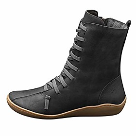 Women's Boots Flat Heel Mid Calf Boots Booties Ankle Boots Casual Daily Winter Wine Gray Black