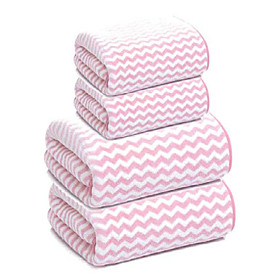 Bath Towel set of 4 striped Bath Towel Set 2 Bath Towels 2 Hand Towels Super Soft Highly Absorbent Multi Color Stripes