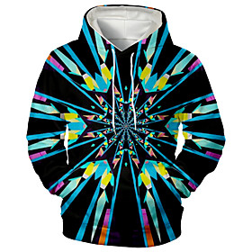Men's Hoodie Graphic Hooded Daily Going out 3D Print Sports  Outdoors Hoodies Sweatshirts  Light Blue
