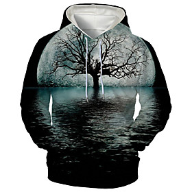 Men's Hoodie Graphic Hooded Daily Going out 3D Print Casual Hoodies Sweatshirts  Black