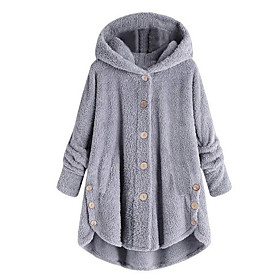 Women's Coat Solid Colored Loose Fit Basic Fall Winter Coat Long Coat Street Long Sleeve Jacket Brown coffee / Spring / Holiday / Cotton