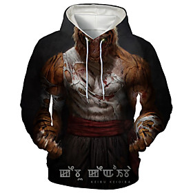 Men's Hoodie Graphic Animal Hooded Daily Going out 3D Print Casual Hoodies Sweatshirts  Brown
