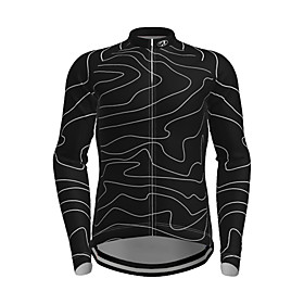 21Grams Men's Long Sleeve Cycling Jersey Polyester Black Stripes Novelty Bike Jersey Top Mountain Bike MTB Road Bike Cycling Quick Dry Breathable Reflective St
