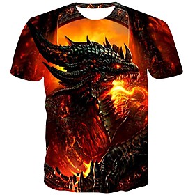 Men's T shirt Shirt Graphic Print Short Sleeve Daily Tops Streetwear Round Neck Red