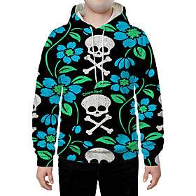 Men's Hoodie Graphic Skull Hooded Halloween Daily Going out 3D Print Basic Streetwear Hoodies Sweatshirts  Rainbow