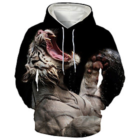 Men's Hoodie Graphic Animal Hooded Daily Going out 3D Print Basic Casual Hoodies Sweatshirts  White