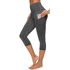 Women's High Waist Yoga Pants Multiple Pockets Capri Leggings Tummy Control Butt Lift 4 Way Stretch Wine Black Blue Spandex Fitness Gym Workout Running Sports