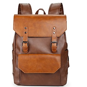 Unisex Cowhide School Bag Rucksack Commuter Backpack Large Capacity Zipper Solid Color Daily Backpack Black Brown Coffee