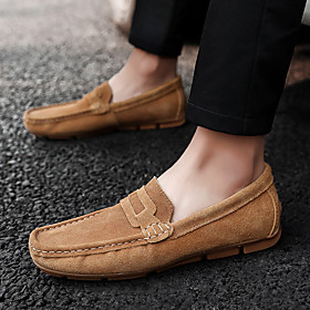 Men's Loafers  Slip-Ons Suede Shoes Business Casual Vintage Daily Office  Career Walking Shoes Suede Nappa Leather Breathable Wear Proof Blue Gray Black Fall S