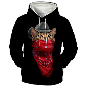 Men's Hoodie Graphic Animal Hooded Daily Going out 3D Print Basic Casual Hoodies Sweatshirts  Red