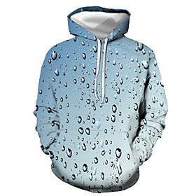 Men's Pullover Hoodie Sweatshirt Graphic Hooded Daily Going out Casual Hoodies Sweatshirts  Light Blue