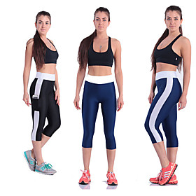 Women's Running Tights Leggings Compression Pants Athletic Tights Leggings Capris Side Pockets Yoga Fitness Running Jogging Exercise Breathable Quick Dry Soft