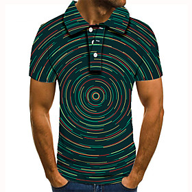Men's Golf Shirt Tennis Shirt 3D Print Graphic Optical Illusion Print Short Sleeve Daily Tops Basic Green