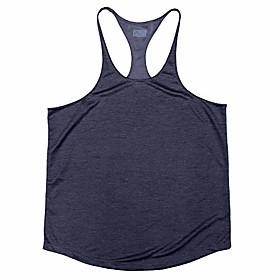 men's bodybuilding stringer tank tops y-back gym fitness t-shirts (navy blue,2xl)