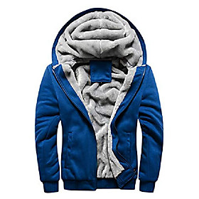 men's winter sherpa lined zipper fleece hoodie sweatshirt jacket (blue, x-large)