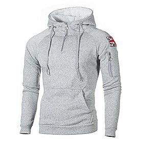 Sweat à capuche zippé à la mode pour hommes manteau de couleur unie manches longues manteau de sport coupe ample gris clair