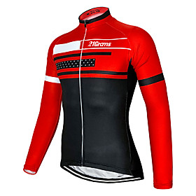 21Grams Men's Long Sleeve Cycling Jersey Winter Polyester Red Blue Green Novelty Bike Jersey Top Mountain Bike MTB Road Bike Cycling UV Resistant Quick Dry Bre