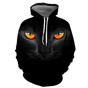 Men's Pullover Hoodie Sweatshirt Graphic Animal Hooded Daily Going out 3D Print Basic Casual Hoodies Sweatshirts  Long Sleeve Black