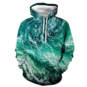 Men's Pullover Hoodie Sweatshirt Graphic Hooded Daily Going out 3D Print Basic Casual Hoodies Sweatshirts  Light Green