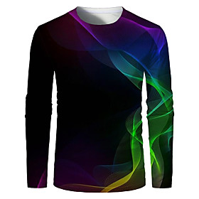 Men's T shirt Shirt 3D Print Graphic Optical Illusion Plus Size Print Long Sleeve Daily Tops Elegant Exaggerated Round Neck Black