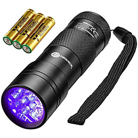 Black Light Flashlights / Torch Waterproof LED 5mm Lamp 12 Emitters 1 Mode Waterproof Ultraviolet Light Detector Camping / Hiking / Caving Everyday Use Hunting