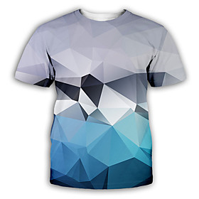 Men's T shirt 3D Print Graphic Print Short Sleeve Party Tops Exaggerated Light gray
