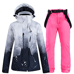 Women's Men's Ski Jacket with Pants Skiing Snowboarding Winter Sports Waterproof Windproof Warm 100% Polyester Clothing Suit Ski Wear