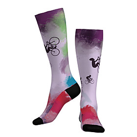Compression Socks Long Socks Over the Calf Socks Athletic Sports Socks Cycling Socks Women's Men's Bike / Cycling Breathable Soft Comfortable 1 Pair Animal Cot