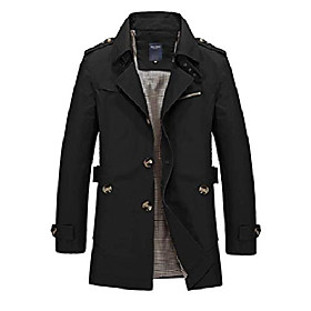 Men's Jacket Solid Colored Notch lapel collar Coat Jacket Navy / Cotton