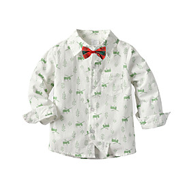 Toddler Boys' T shirt Shirt Long Sleeve Christmas Animal Children Christmas Tops Basic White