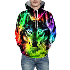 Men's Pullover Hoodie Sweatshirt Graphic Animal Hooded Daily 3D Print Basic Hoodies Sweatshirts  Long Sleeve Rainbow