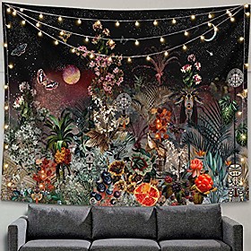 mysterious garden tapestry sky flower butterflies wall hanging art flowers tapestries room decor (60 x 80)