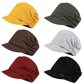 Women's Men's Hiking Hat Ski Hat 1 PCS Winter Outdoor Portable Breathable Warm Soft Skull Cap Beanie Solid Color Wool Cotton Black Yellow Burgundy for Hunting