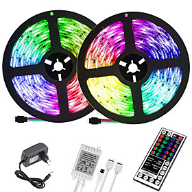 (2x5M)10M 32.8ft LED Light Strips RGB Tiktok Lights 2835 600leds 8mm Strips Lighting Flexible Color Changing with 44 Key IR Remote Ideal for Home Kitchen Chris