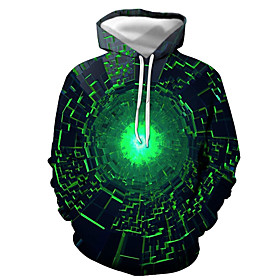 Men's Pullover Hoodie Sweatshirt Graphic Hooded Daily Going out 3D Print Basic Casual Hoodies Sweatshirts  Green