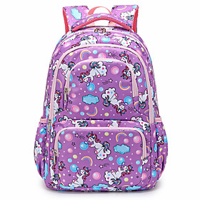 Girls' Nylon School Bag Large Capacity Zipper Geometric Floral Print Daily School Black Blushing Pink Light Purple